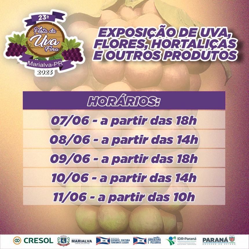 Festa da Uva contará com exposição de uvas, flores e demais produtos no Parque da Uva