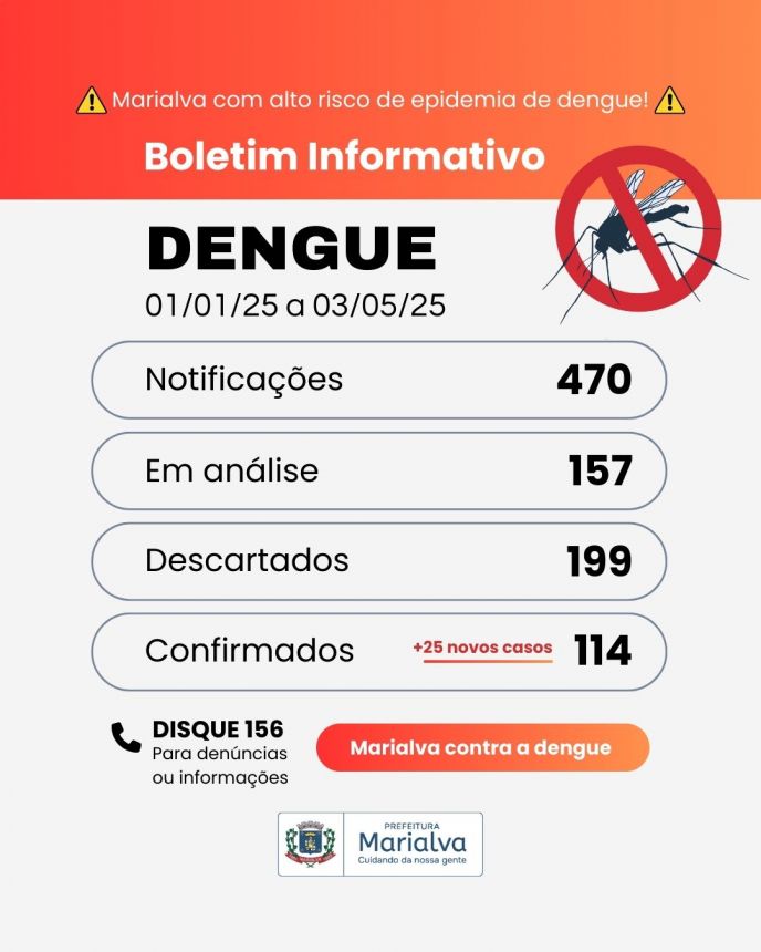 Confira o boletim da dengue desta semana, referente ao período do início do ano até o último sábado