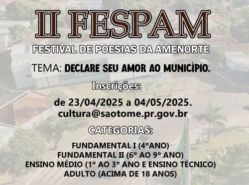 Inscrições II FESPAM - SÃO TOMÉ
