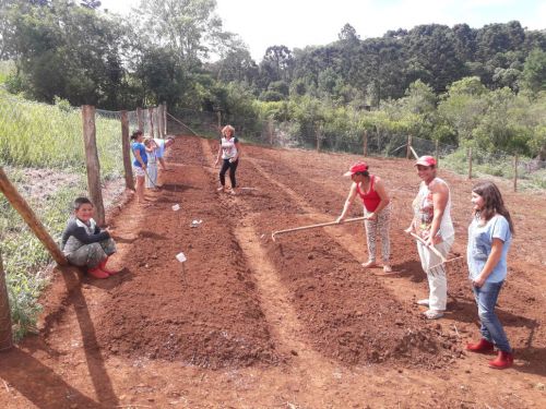 Horta comunitária no conjunto habitacional Arvoredo