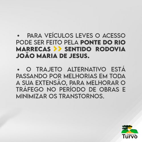 Trajeto alternativo para desvio de obras no Distrito Faxinal da Boa Vista 