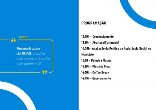 13 CONFERÊNCIA MUNICIPAL DA ASSISTÊNCIA SOCIAL