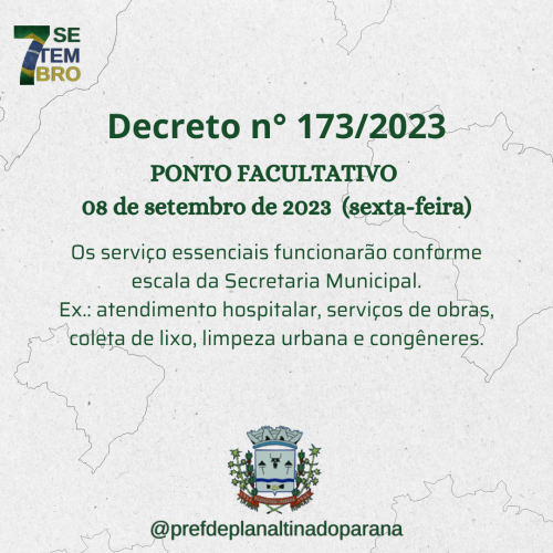 Decreto nº 173/2023 - Ponto Facultativo