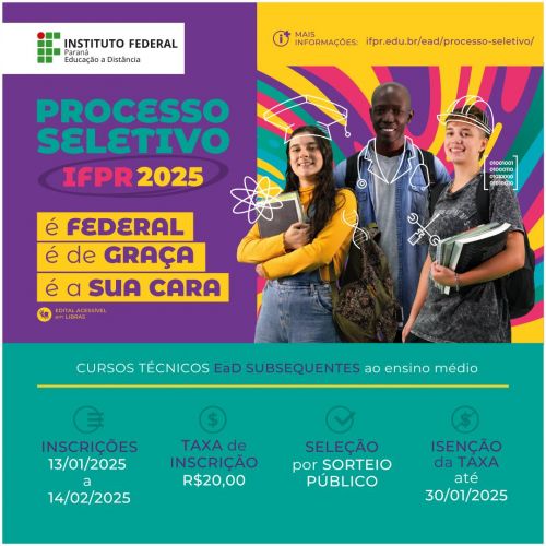 🚀 Processo Seletivo IFPR 2025 (Polo Pontal do Paraná) - Cursos Técnicos EaD Subsequentes ao Ensino Médio 