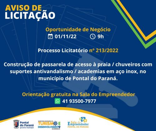 ATENÇÃO EMPRESÁRIOS: PARTICIPEM DAS NOVAS LICITAÇÕES DA PREFEITURA DE PONTAL DO PR