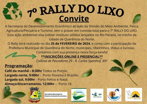 Convite e informações adicionais do 7º Rally do Lixo