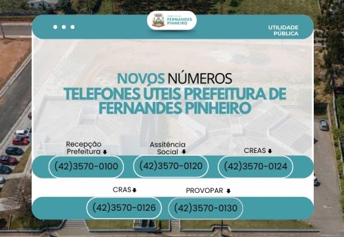 NOVOS NÚMEROS DE TELEFONE - PREFEITURA DE FERNANDES PINHEIRO