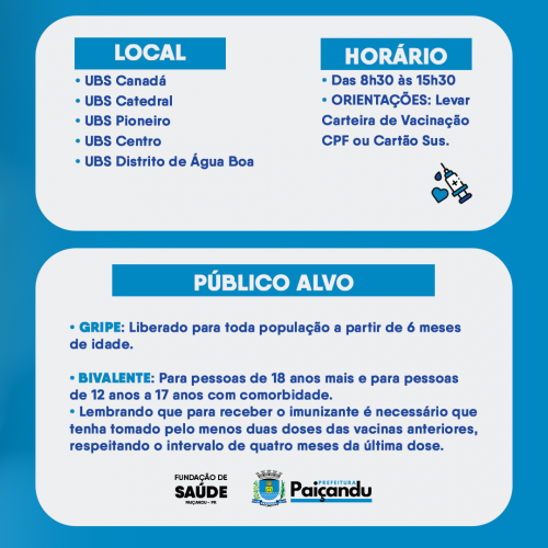 Neste Sábado dia 27  de maio tem VACINAÇÃO