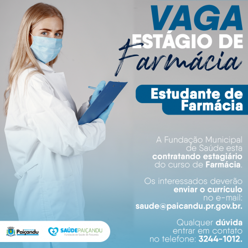 ESTÁGIO PARA ESTUDANTE DE FARMÁCIA