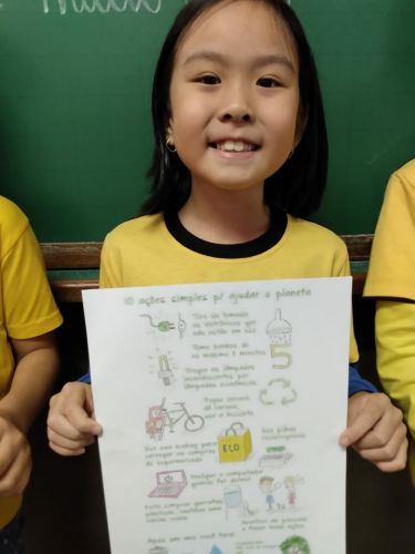 Atividades sobre a importância do meio ambiente são desenvolvidas com alunos da Escola Municipal Furusato Tomio