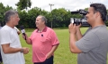 Equipe da TV Vale entrevistando o ex-jogador e hoje treinador, Mrcio Bittencourt